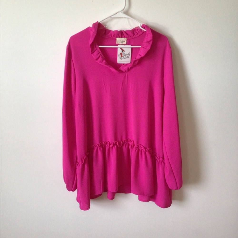 2/$10 Women's Pink Ruffled Top